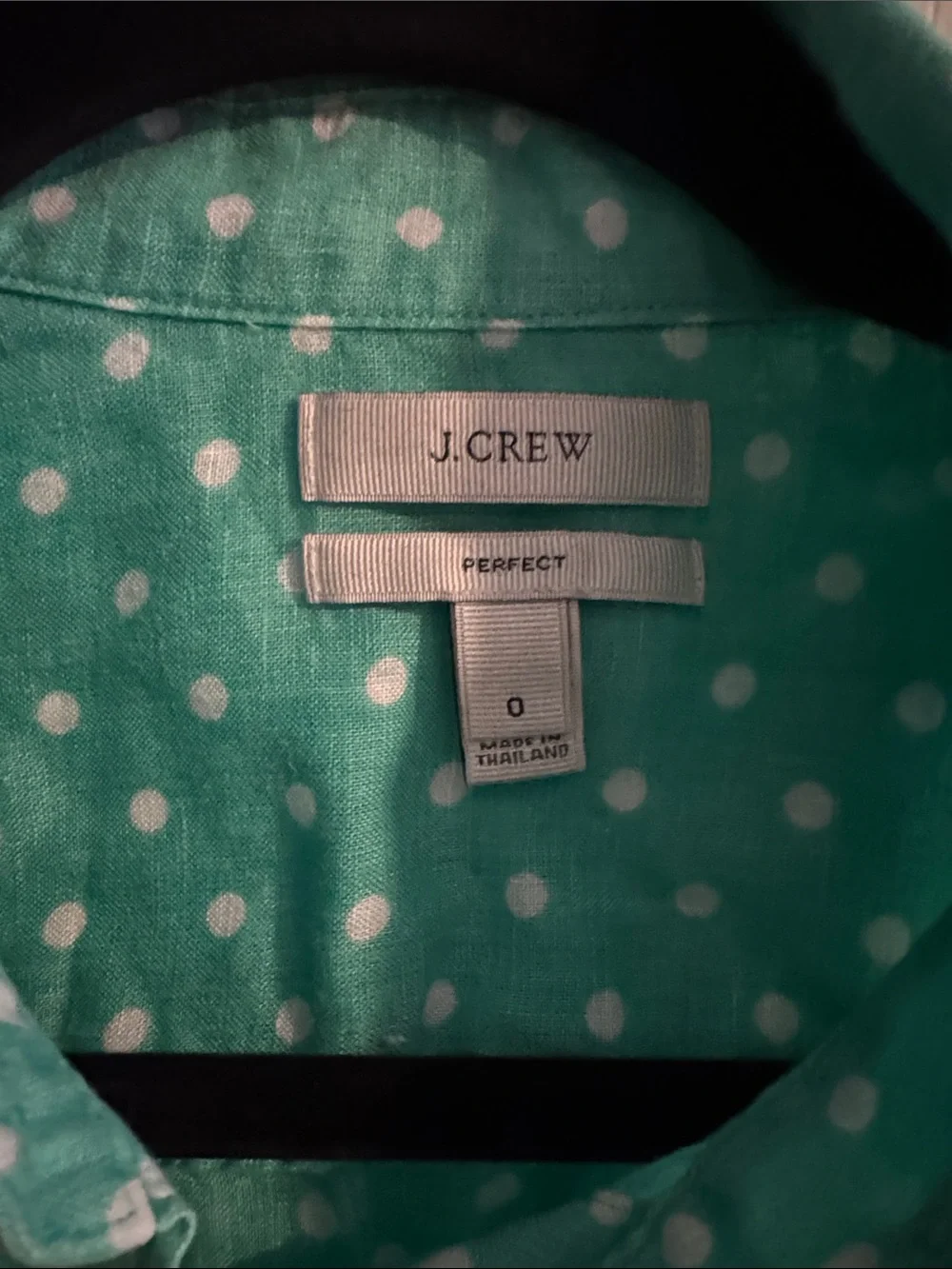 J. Crew Mint Green Polka Dot Button-Down Shirt